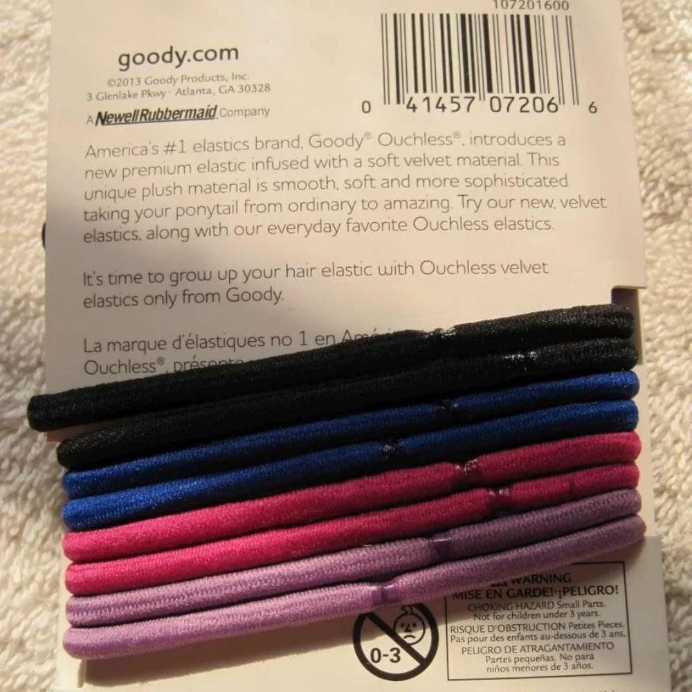 12 Goody Ouchless 4 Velvet Mixed Pack Elastic Hair Band Ponytailers Pink Purple